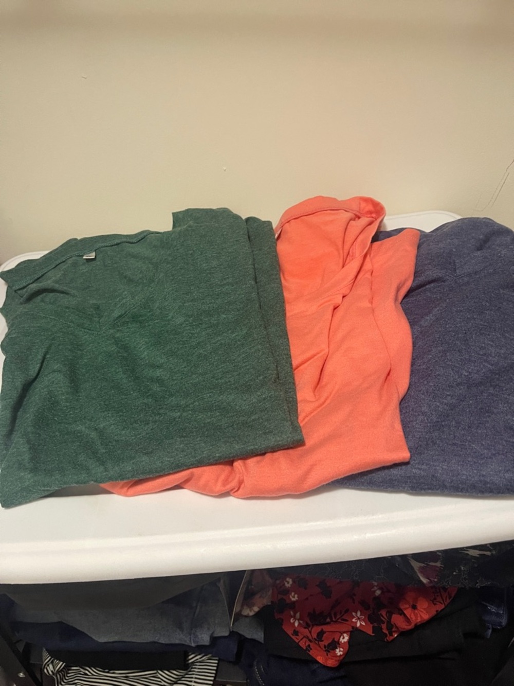 Soft V-Neck Tee - Green, Coral & Heather Blue